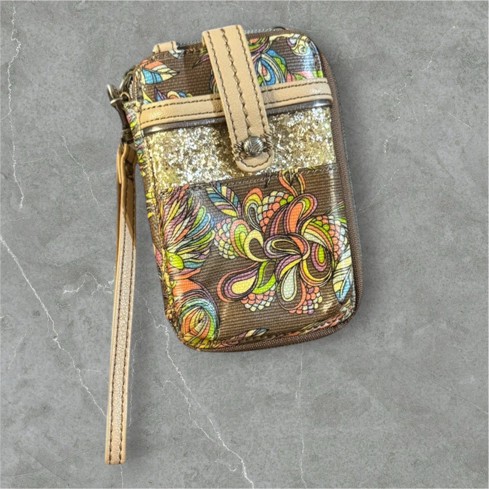 Sakroots Wristlet Wallet Clutch Bag Artist Circle Bird Sketch Art Y2K